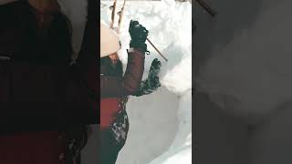 Igloo Making bushcraft ice outdoorsurvival winter icefishing survivalgirl snow [upl. by Nnaerb98]