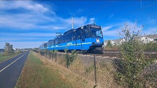 101324 westbound MetroLink Red Line passes YMCA Loop Trail  Belleville IL [upl. by Ethbinium]