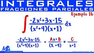 Integración por fracciones parciales  Ejemplo 16 Factores Cuadráticos diferentes [upl. by Kra]