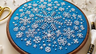 Snowflakes Embroidery Design  Christmas Ornaments  Christmas Pattern  DIY Embroidery Hoop Art [upl. by Rogovy961]