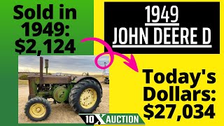 JOHN DEERE D Tractor 1949 10X AUCTION AuctionTimeTractorHouse [upl. by Marje]