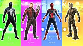 Venom vs StarLord vs SpiderMan vs Groot  Tiles Hop EDM Rush [upl. by Arocahs218]