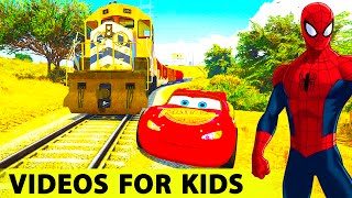 Lightning MCQUEEN CARS amp Spiderman Cartoon for Kids and Children w Nursery Rhymes Songs Video [upl. by Anaeco]