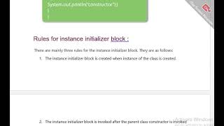 Instance initializer block [upl. by Arvy]