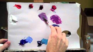 Basic acrylic colour mixing how to mix a perfect purple Part 2 of 2 [upl. by Spragens]