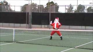 Santa Tennis Santa Serves and Volleys [upl. by Wolk]