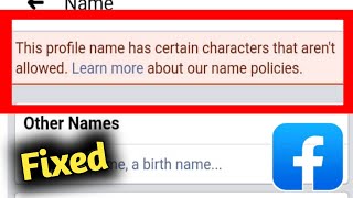 Facebook The Profile Name has Certain Characters Problem Solved [upl. by Yhtac]