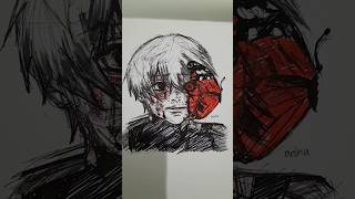 drawing kaneki ken with cheap tools kenkaneki kaneki tokyoghoul animedrawing shorts anime [upl. by Gal]