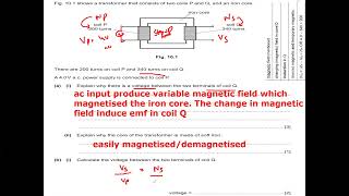 Transformer Questions Cambridge IGCSE O level Physics 0625 0972 5054 Lesson 69 Part c [upl. by Christoper]