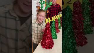 The Christmas Tree Ball Game 🎄Kids Dad and family play Christmas party game with cups ping pong [upl. by Normy]