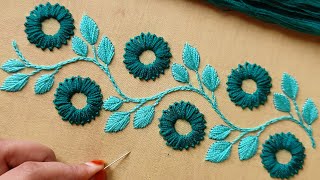 Hand embroidery design dress borderline easy and simple stitchজামার নিচের ফুলকারি বর্ডারলাইন ডিজাইন [upl. by Greenes]