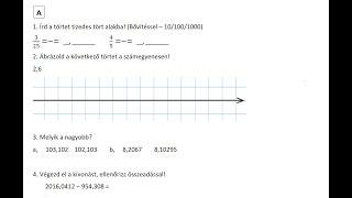 Tizedes törtek gyakorló 01 A csoport feladatai [upl. by Idnir]