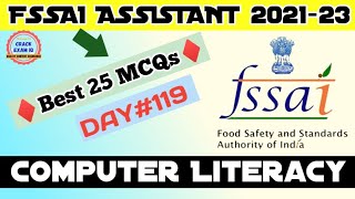 FSSAI Computer Literacy MCQs  DAY119  FSSAI Assistant ReExam 2023  Previous Year Questions [upl. by Rhys]