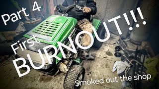 30 HP 2 stroke racing mower build part 4 gas and oil tanks Plus first Burnout [upl. by Aivatal]