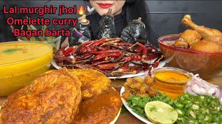 ASMR EATING BAIGAN BARTALAL MURGHIR JHOLDALOMLETTE CURRY [upl. by Thorin]