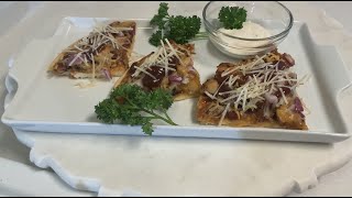 Easy  Flatbread Pizza Barbecue Chicken  Turkey Bacon [upl. by Ellehcim221]