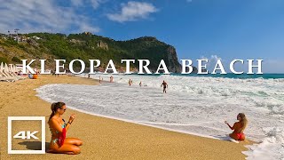 Kleopatra beach in Alanya Turkey 2023 🌊 Spring walking and sound of waves  4K HDR 60fps [upl. by Enailil]