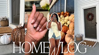 HOME VLOG  fall decorate with me front porch decor diy planter fall nails cozy fall ideas [upl. by Kerman]