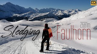 Faulhorn 2681m  Longest sledging run in the world  Schlitteln in Jungfrau Region Grindelwald  4K [upl. by Luamaj]