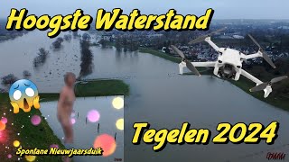 Drone opnames Waterstand Maas amp naakte Nieuwjaarsduik 2024 [upl. by Adnawat320]