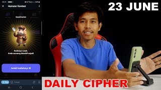 Hamster Kombat Daily Cipher Today 1M Coins 23 June 2024 [upl. by Larina]