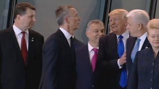 Trump Shoves Prime Minister of Montenegro at NATO Meeting [upl. by Ahcmis]