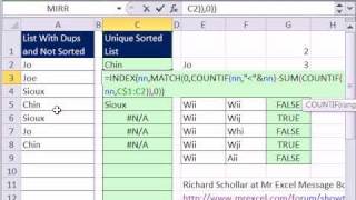 Excel Magic Trick 759 Array Formula To Sort List amp Remove Duplicates  Dynamic Named Range [upl. by Elbam]