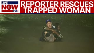 Hurricane Helene FOX reporter saves woman trapped in flooded water  LiveNOW from FOX Interview [upl. by Sathrum]