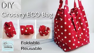 DIY Eco Bag  Grocery Bag  How to sew Shopping Bag  Tote Bag  Foldable amp Reusable susanhandmade [upl. by Carlene]