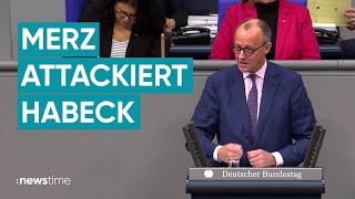 Merz attackiert Scholz und Habeck im Bundestag quotSie können es nichtquot [upl. by Eppilihp]