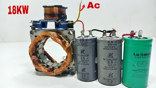 18KW electricity is generated by the coil of 3 capacitor volt three point fib tc motor [upl. by Naloj]