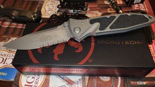 Microtech Socom Elite SE Manual Knife Natural Clear 4quot Apocalyptic Serrations [upl. by Jago]