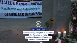 Berlin 09102024 Gedenkkundgebung zum 5 Jahrestag des HalleAttentats [upl. by Hayton]