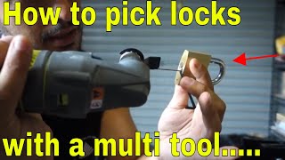 how to Pick a lock with a multi tool 2019  Ryobi tools [upl. by Yrffoeg]