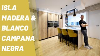 Cocina con Isla Moderna Madera y Blanca CJR [upl. by Minoru]