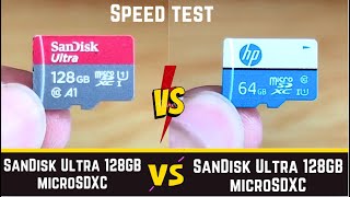 HP vs SanDisk Ultra microSDXC 128GB  64GB Memory Card SDXC detail comparison [upl. by Gregorius]