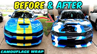 INSANE Camouflage wrap Dodge Charger Scat pack with honeycomb stripes [upl. by Pelagi459]