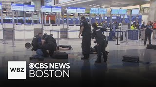 Active shooter drill with more than 1000 participants held at Logan Airport in Boston [upl. by Wolsky586]