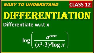 DIFFERENTIATION  Differentiate wrt x log  acos x  x2  3 3 log x [upl. by Atilrak]