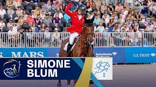 Simone Blum becomes FIRST ever female World Jumping Champion at FEI World Equestrian Games 2018 [upl. by Nosnev]