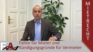 Fallen für Mieter und Kündigungsgründe für Vermieter  Mietrecht [upl. by Snah978]