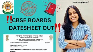 CBSE BOARDS DATESHEET OUT 🚨🚨 [upl. by Haggi]