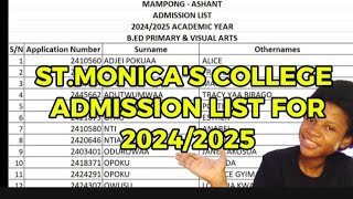 MONICO ADMISSIONAdmission list for St Monicas COE 20242025 outteacherstraining [upl. by Wyly]