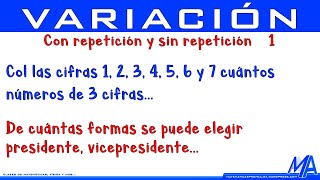 Variación Con repetición y Sin repetición  Ejemplo 1 [upl. by Hsara265]