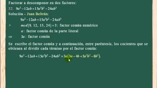 Descomposición factorial Factor comúnBaldor 89 32 y 33 [upl. by Anaizit856]