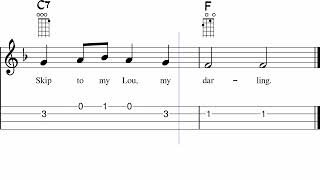 Skip To My Lou  Ukulele Sheet Music  Tabs  Chords  Lyrics [upl. by Ande25]