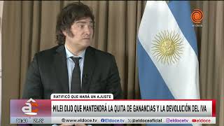 Javier Milei anticipó que mantendrá la quita de Ganancias y la devolución del IVA [upl. by Ahsyla]