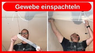 Trockenbau Fugen spachteln Gewebe Fugenband einspachteln Glasgewebestreifen  Dachausbau DIY [upl. by Ilera]