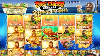 BIG BASS BONANZA KEEPING IT REAL  HUGE WIN WITH GOLS FISHERMAN 2X MULTIPLIER AND 10X  BONUS BUY [upl. by Neeven]