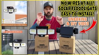 😮😍 BEST Wire Free Solar Powered Budget Flood Lights Hands Down Super Easy To Install [upl. by Ntsyrk]